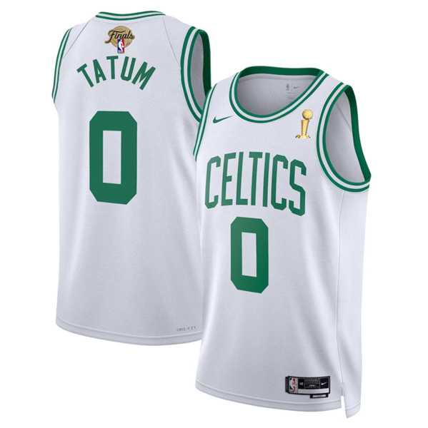 Mens Boston Celtics #0 Jayson Tatum White 2024 Finals Champions Association Edition Stitched Baseball Jersey Dzhi